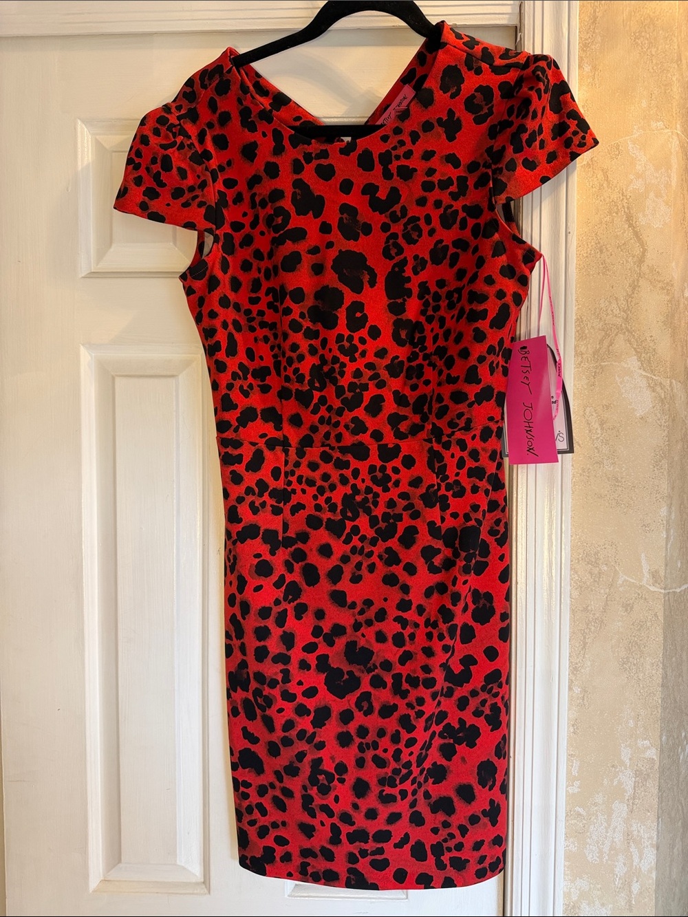 Betsey Johnson Red and Black Animal Print Sheath Dress - Women